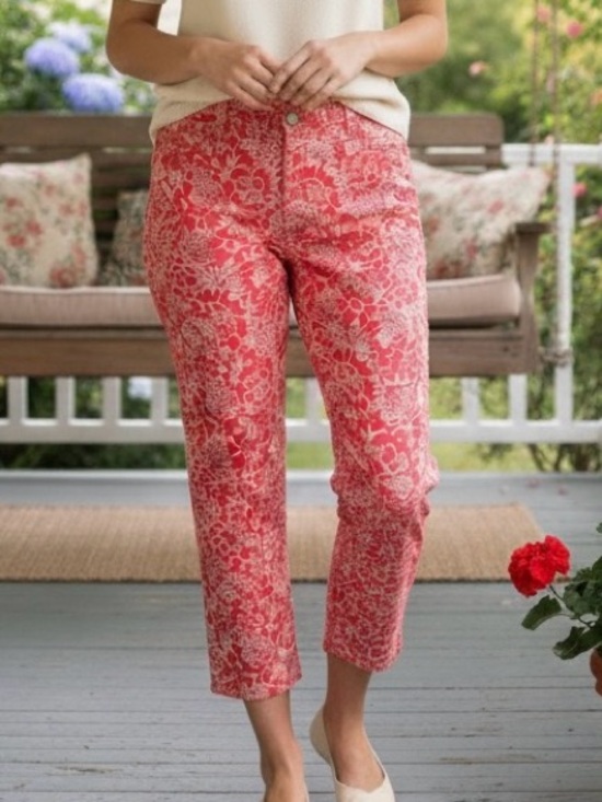Talbots Denim - Talbots Coral Floral Cropped Jeans